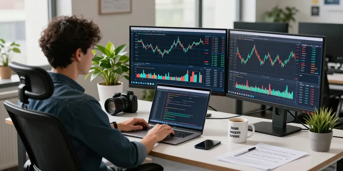 Futures quant backtesting data API visualized in a dynamic fintech workspace with live charts and analytics.