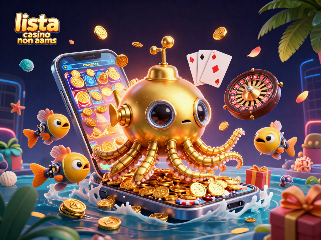 Scopri la lista casino non aams con un kraken d'oro tra monete e giochi da casinò.