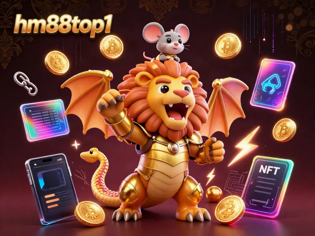 Engage with thrilling games at hm88top1, featuring a majestic chimera and crypto elements that showcase the casino's vibrant energy.