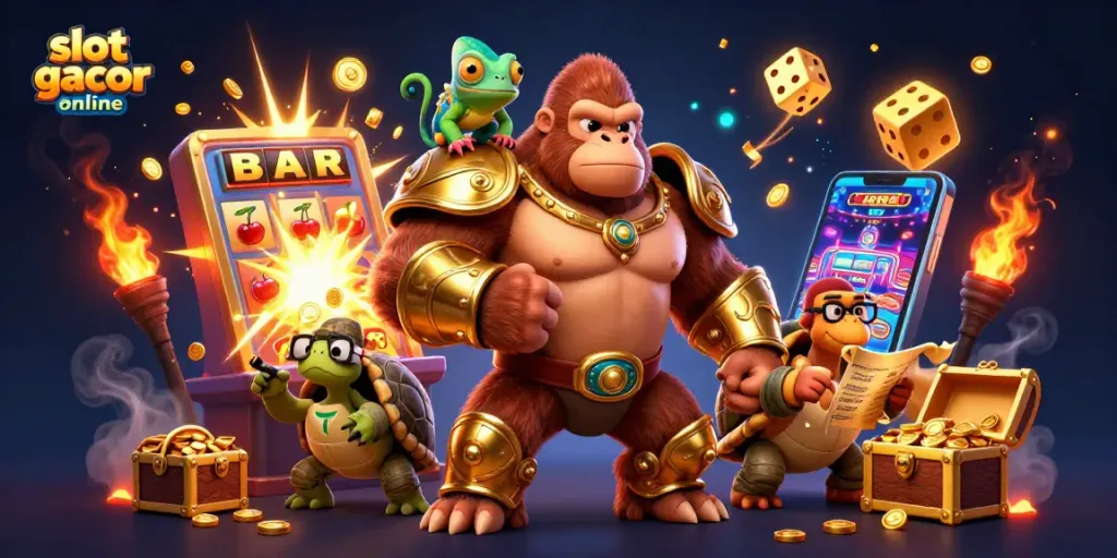 Experience the excitement of slot gacor online as your favorite characters celebrate jackpot wins with vibrant elements.