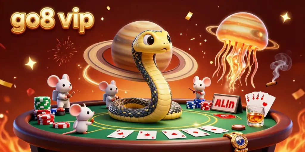 Embark with go8 vip as astronaut mice engage in betting on a cosmic roulette filled with vibrant casino action.