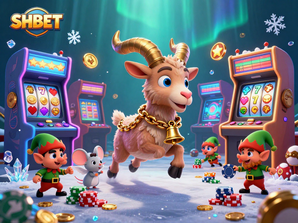 Experience thrilling moments at SHBET with an animated casino scene featuring vibrant characters and games.