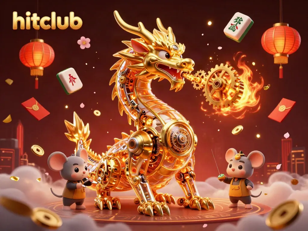 Experience high-stakes gaming at hitclub with a golden dragon guarding treasures and interactive game elements.