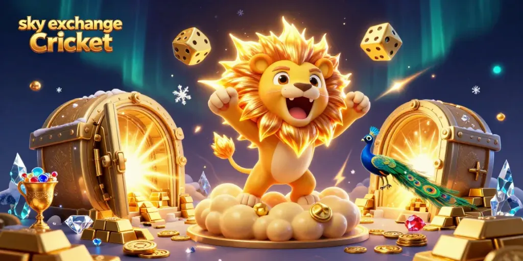 Engage in sky exchange Cricket with dynamic elements of sports betting and golden treasures in a vibrant atmosphere.