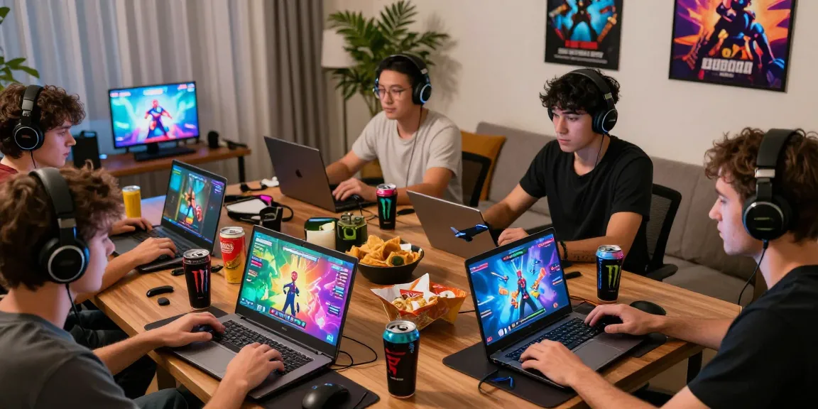Engaged gamers enjoying popular porn ganes in a cozy setting.