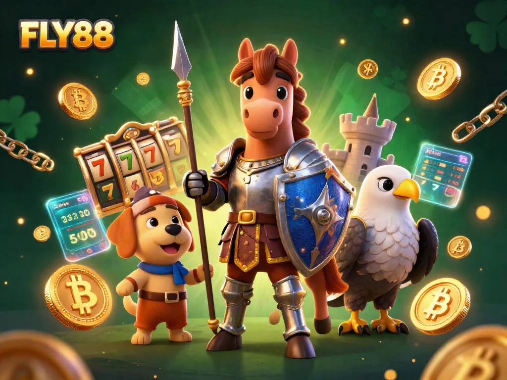 Experience the excitement of FLY88 with medieval themes and vibrant casino elements in a dynamic gaming scene.
