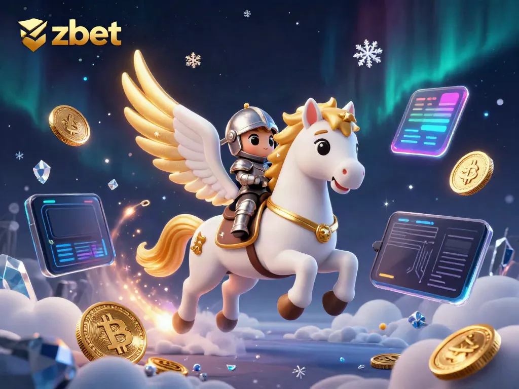Experience thrilling excitement with zbet as a celestial horse and knight soar through a crypto-themed casino realm.