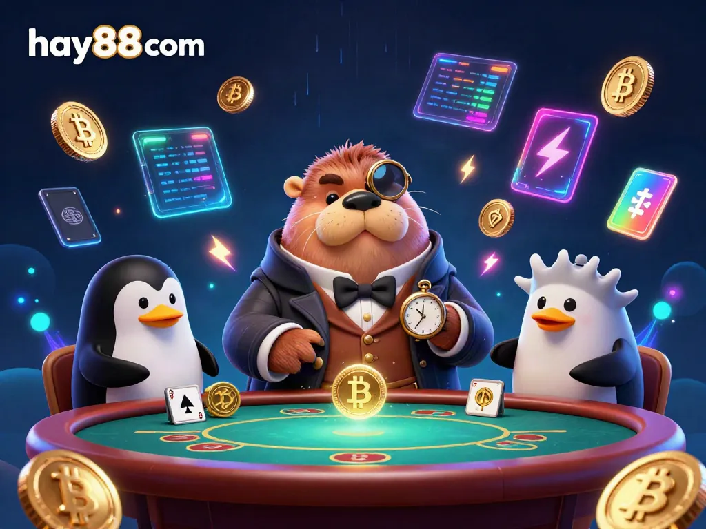 Experience the fun with hay88 com in this vibrant underwater poker scene featuring animated sea creatures.