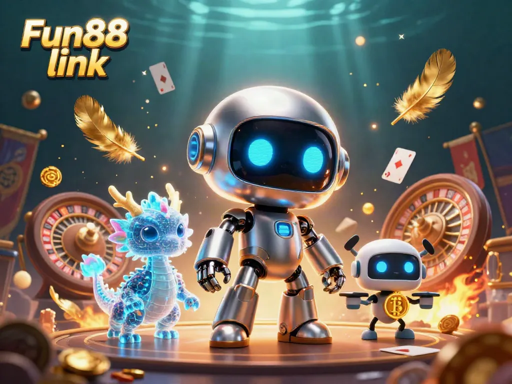 Experience thrilling gameplay with the Fun88 link in this vibrant casino scene featuring characters and gaming elements.