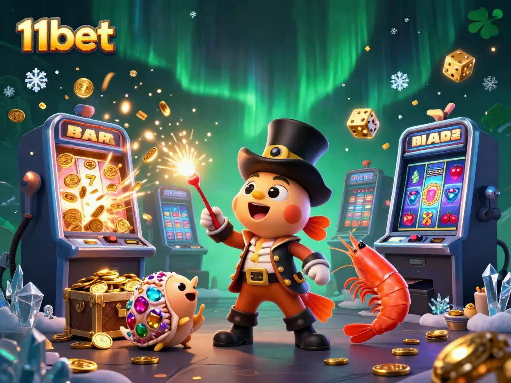 Engage with thrilling games at 11bet featuring cartoon characters and vibrant casino elements.