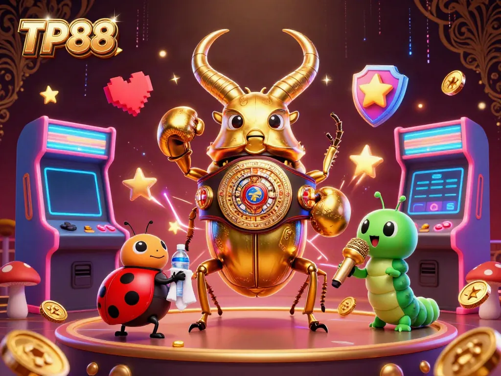 Experience thrilling gameplay with TP88's engaging 3D casino illustration featuring vibrant characters and arcade elements.