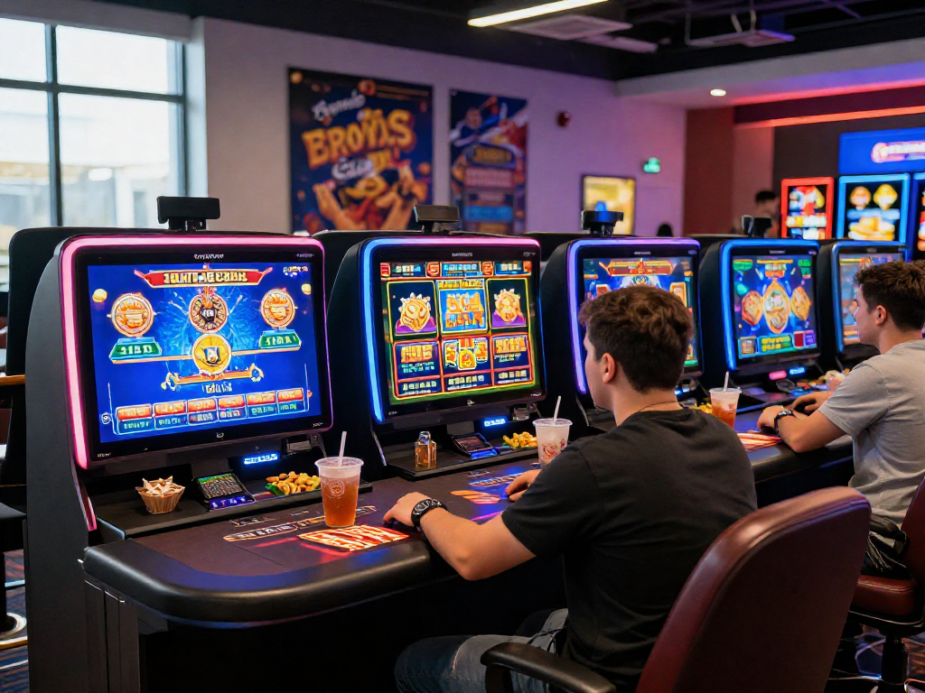 Giocatore immerso nell'esperienza di lista casino non AAMS, circondato da giochi e colori vivaci.