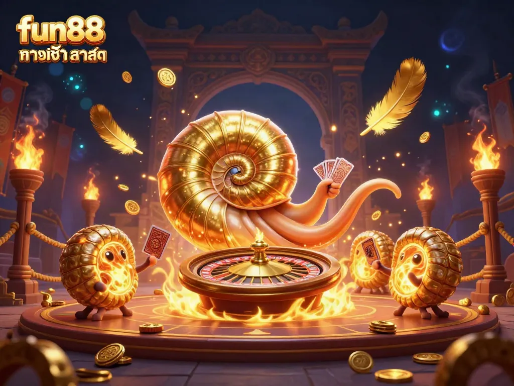 Experience fun88 ทางเข้า ล่าสุด with an engaging casino scene featuring a giant nautilus roulette wheel.