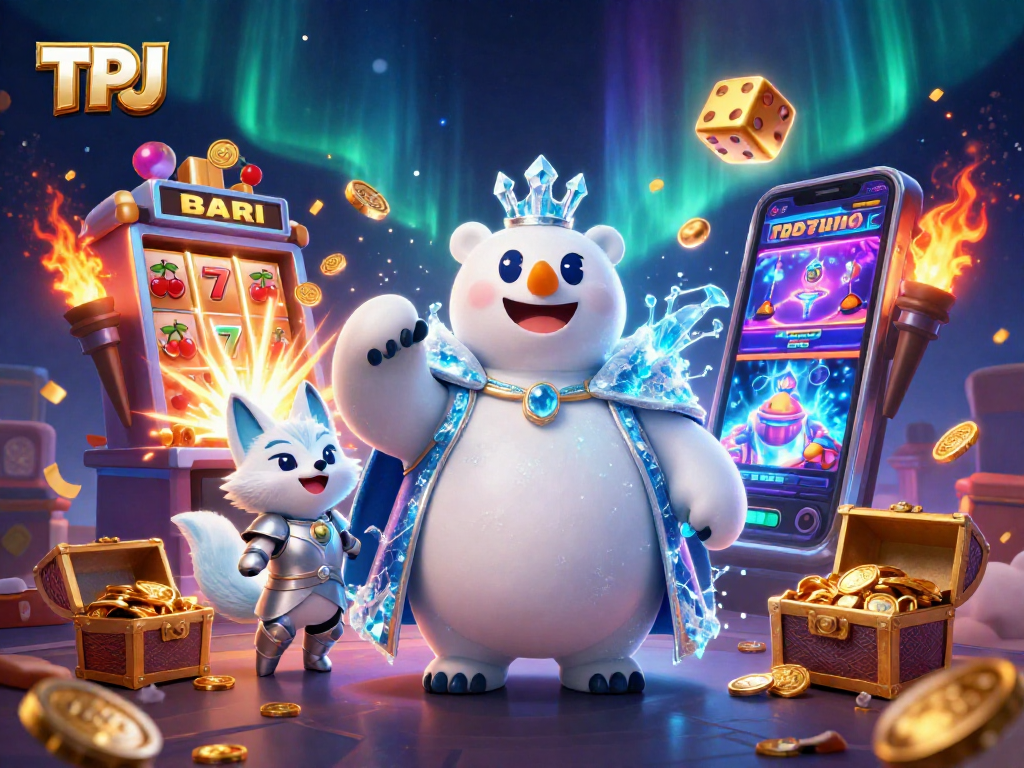 Experience TPJ's dazzling casino adventure with dynamic slot machines and animated characters.