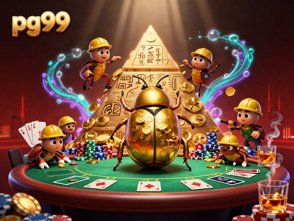Engage in exciting gameplay with pg99 and golden beetles in a vibrant casino scene.